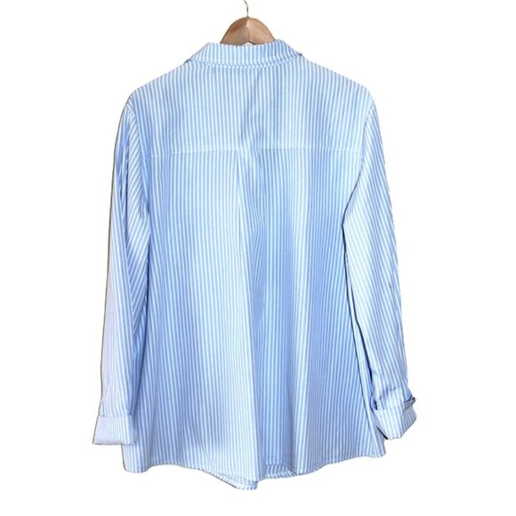 BOOHOO Oversized Boyfriend Button-Up in Blue/White Stripes (16/XL) - Picture 3 of 6